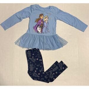 Disney Frozen Girls 4t Outfit Peplum Casual Playwear School  Comfy Soft